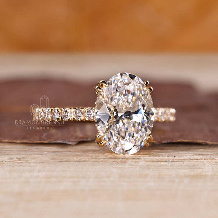 IGI certified hidden halo oval diamond ring.
