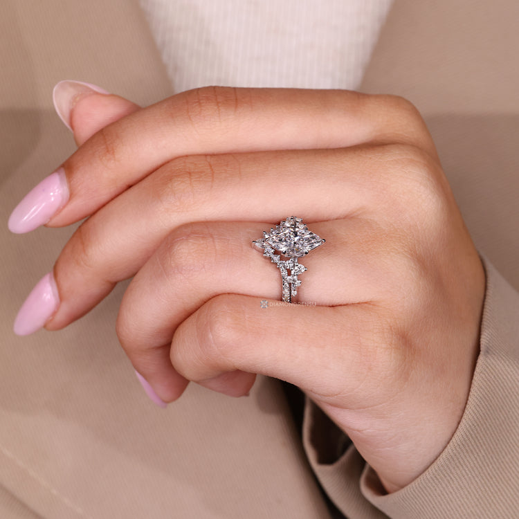 Marquise diamond bridal set with stackable band.