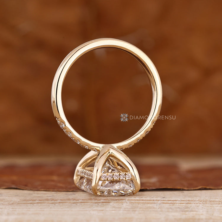 Lab grown radiant diamond ring with IGI certification.
