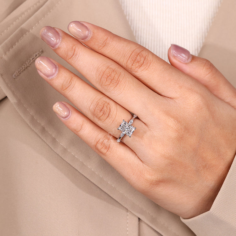 Diamondrensu AU lab grown hidden halo engagement ring.