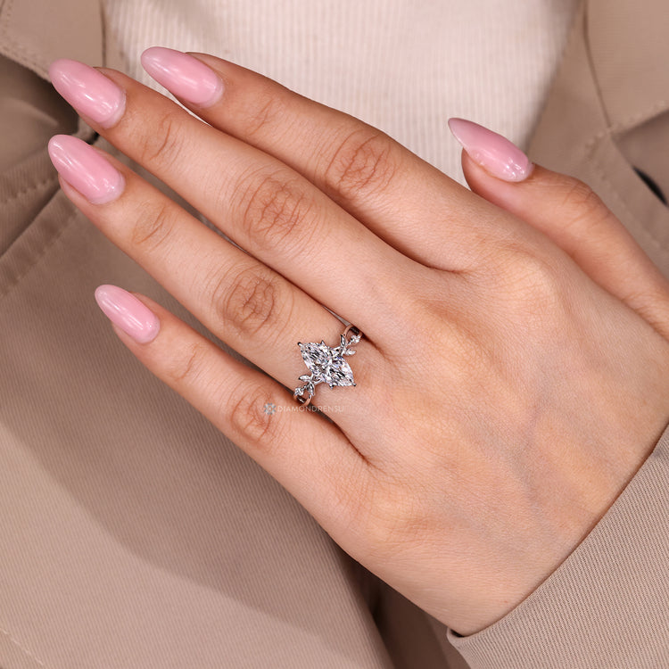 Marquise cut diamond ring IGI certified.