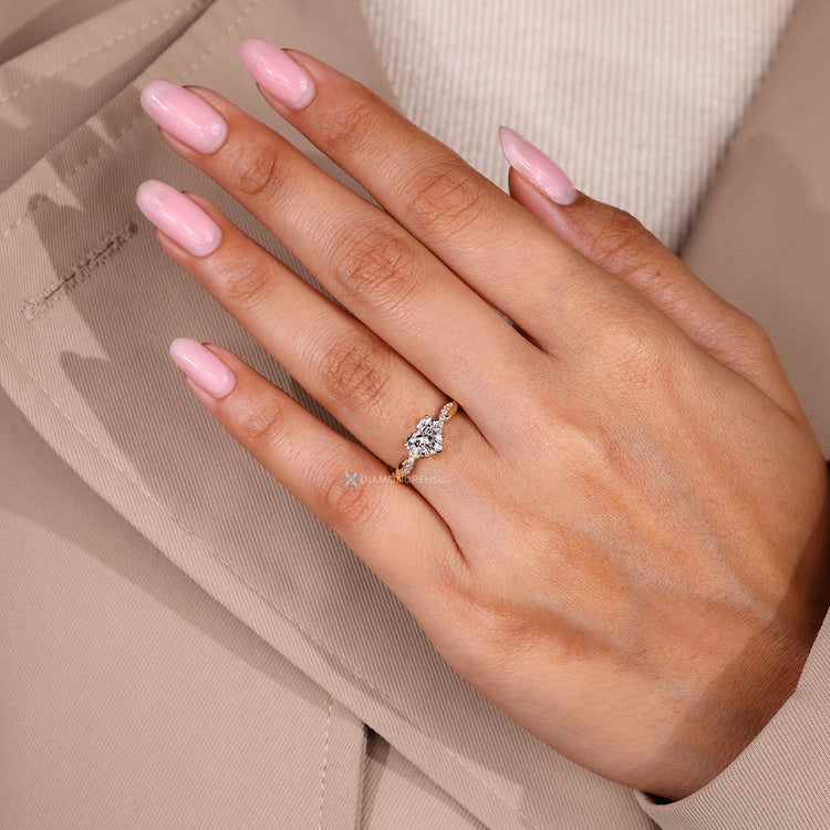 Heart cut diamond ring IGI certified.