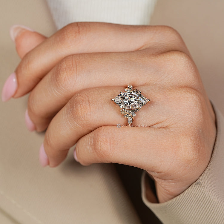 Marquise cut diamond ring IGI certified