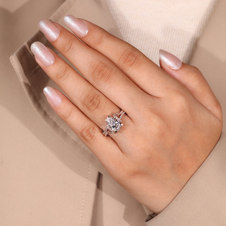 Pear cut diamond ring IGI certified hidden halo.
