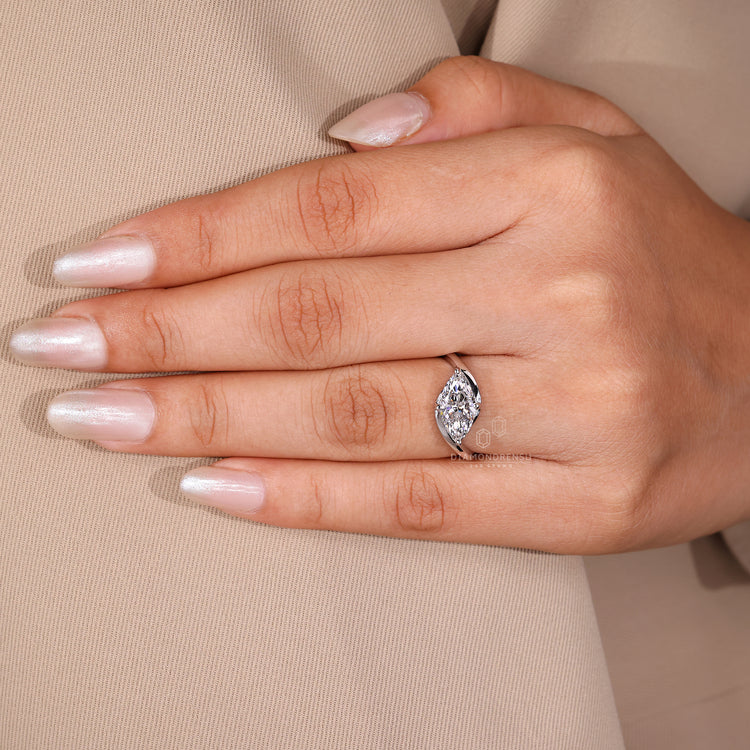Lab Grown Diamond Ring in white gold with prong setting.
