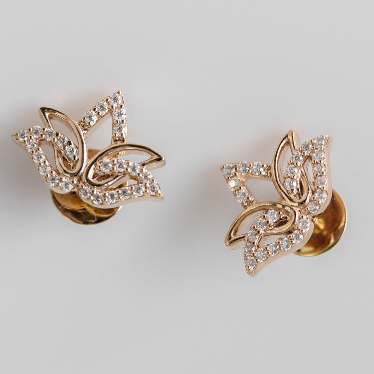 Lotus Stud Lab-Grown Diamond + Solid Gold Earrings