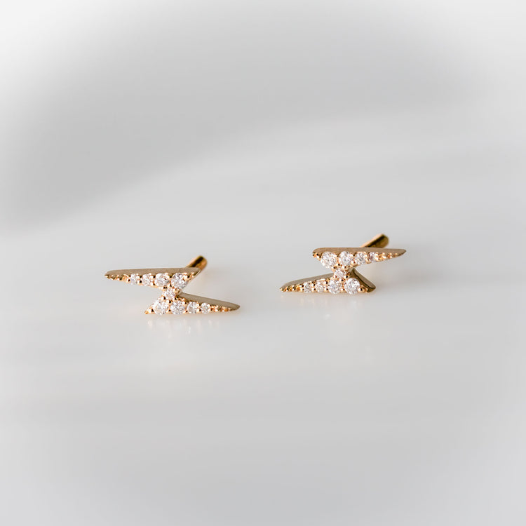 Lightning Bolt Lab-Grown Diamond Stud + Solid Gold Earrings