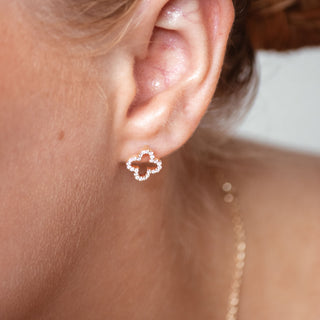 4 Leaf Open Clover Lab-Grown Diamond Stud + Solid Gold Earrings