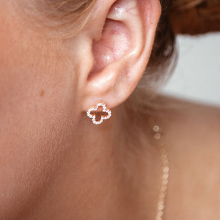 4 Leaf Open Clover Lab-Grown Diamond Stud + Solid Gold Earrings