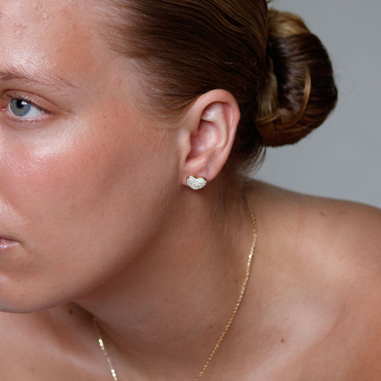 Chubby Heart Lab-Grown Diamond Stud + Solid Gold Earrings