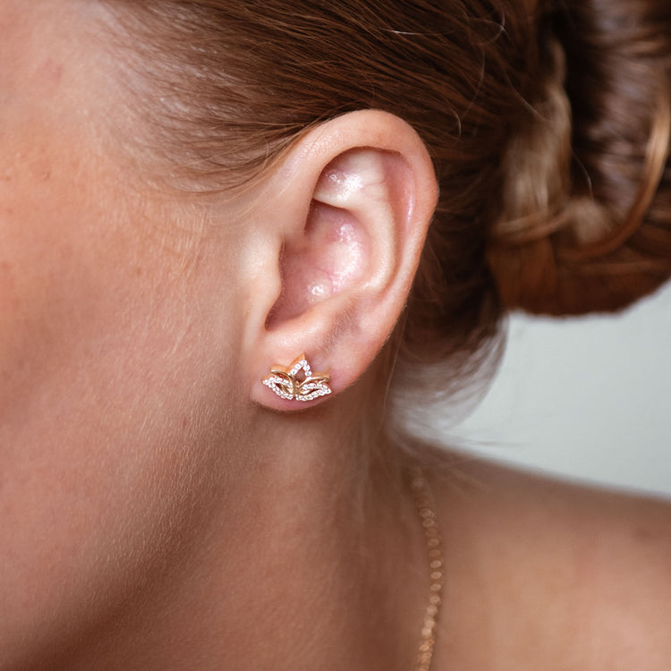Lotus Stud Lab-Grown Diamond + Solid Gold Earrings
