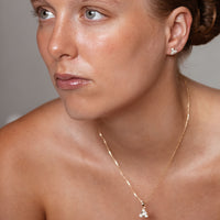 Baguette & Round Lab-Grown Diamond Triangle Stud + Solid Gold Earrings