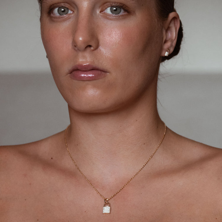 Padlock Lab-Grown Diamond Stud + Solid Gold Earrings