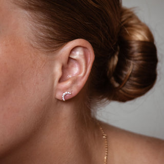 Crescent Moon Lab-Grown Diamond Stud + Solid Gold Earrings