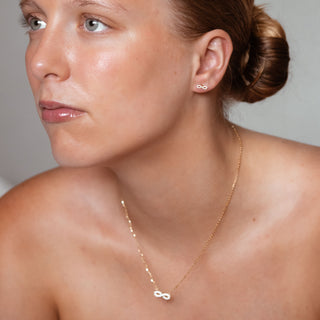 Infinity Symbol Lab-Grown Diamond Stud + Solid Gold Earrings