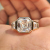 Asscher Cut Moissanite Bezel Set 3 Stone Ring - 8 CT