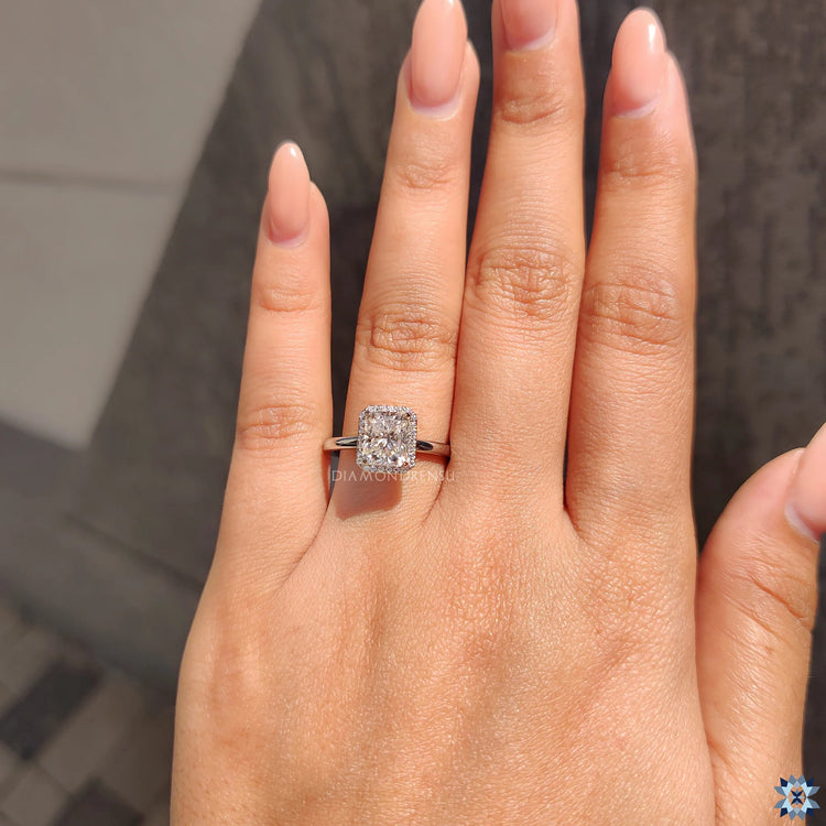 Unique engagement ring by Diamondrensu with handmade white gold setting