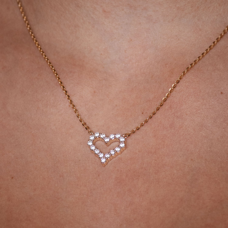 Open Heart Lab-Grown Diamond + Solid Gold Pendant Necklace