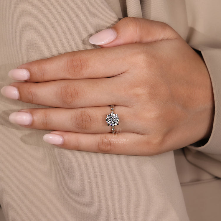 IGI certified round diamond engagement ring.
