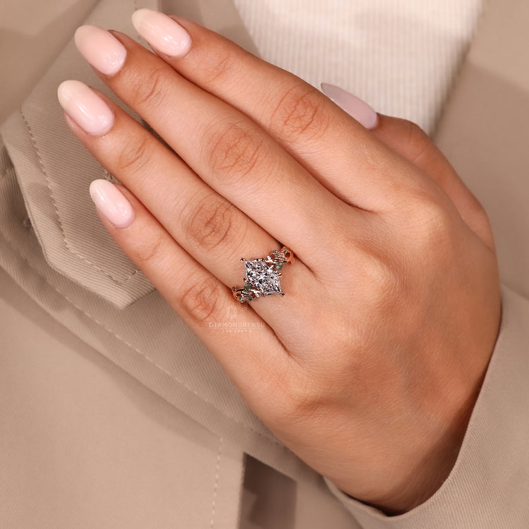Customise ring with nature inspired engagement ring.
