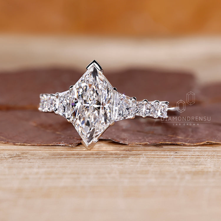 Tapered Shank Ring with elegant pave setting accents.
