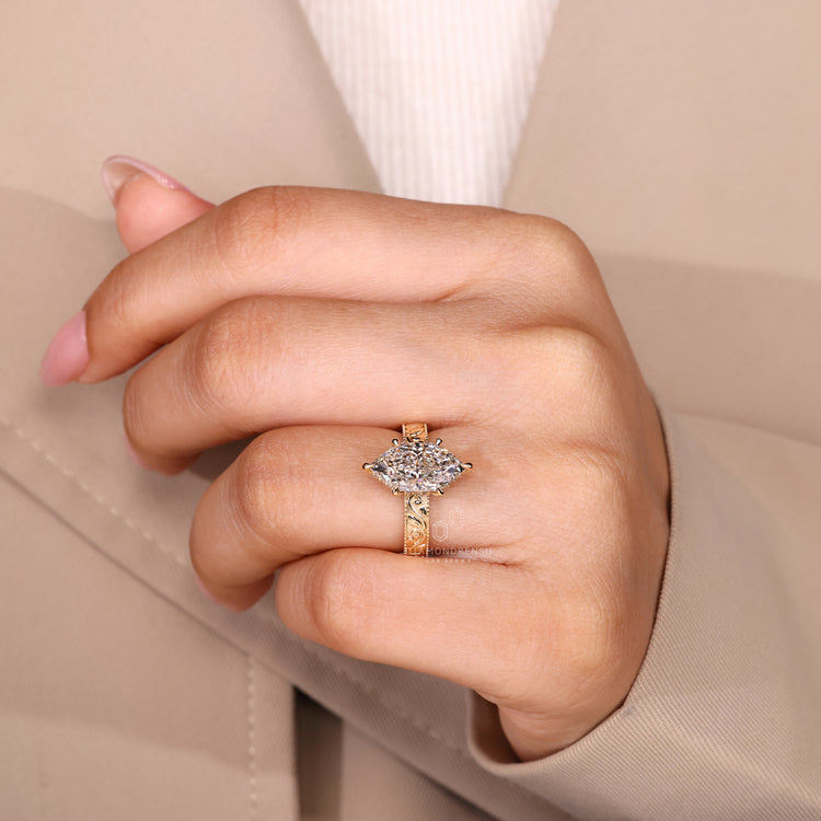 Lab grown Dutch marquise diamond ring vintage.