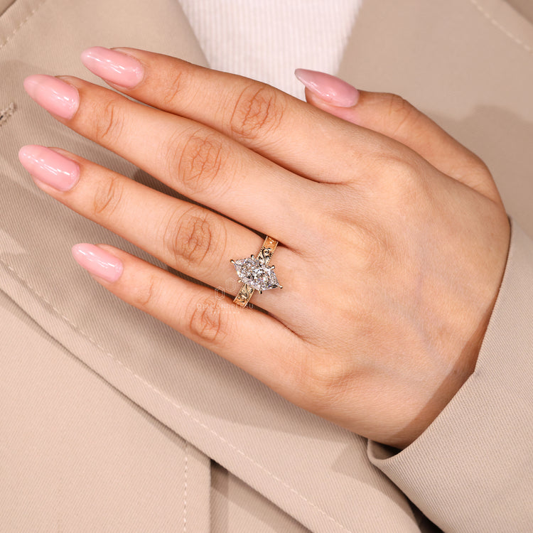 Vintage Dutch marquise ring hidden halo design.