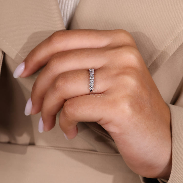 Oval diamond half eternity band.