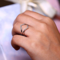 Wrap Guard Wedding Band with leaf design and custom fit.
