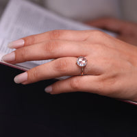 Compass Prong Setting Ring with hidden halo design.
