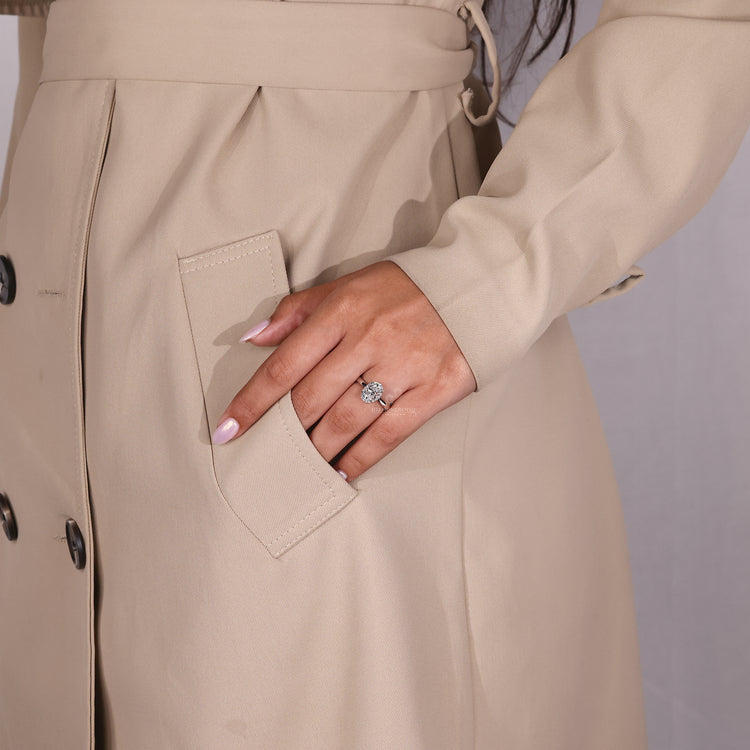 White gold engagement ring and 4 prong setting.
