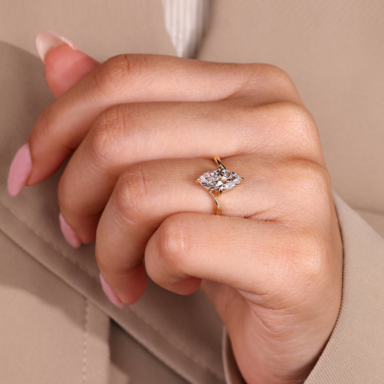 Diamondrensu AU Marquise Old European Cut Ring handmade.
