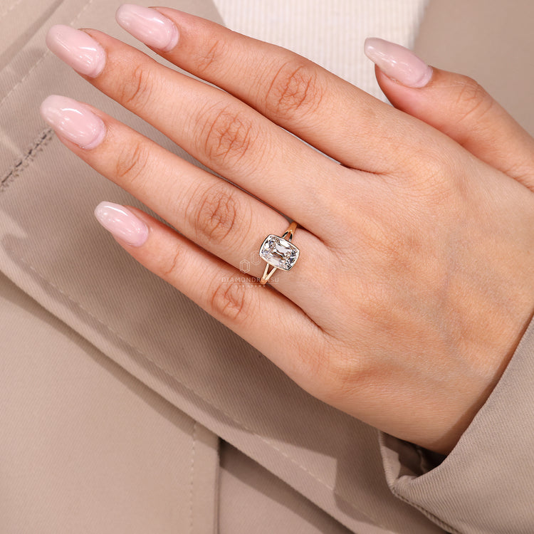 Handmade Cushion Old European Cut Ring bezel design.
