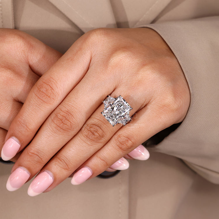 IGI certified lab grown diamond 3 stone ring.