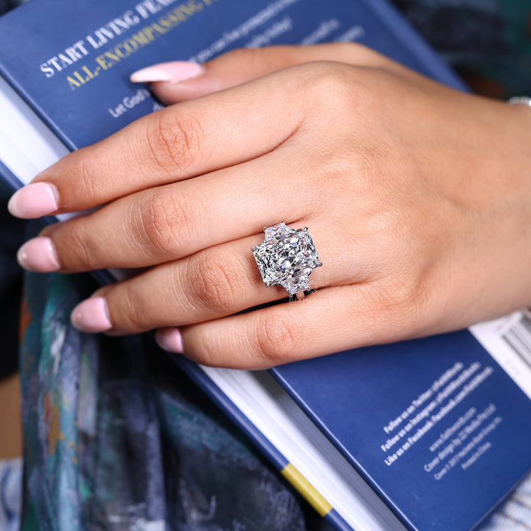 Custom diamond ring in a 3 stone design with lab grown diamond.