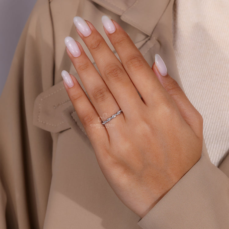 Stackable eternity band for wedding or gift.