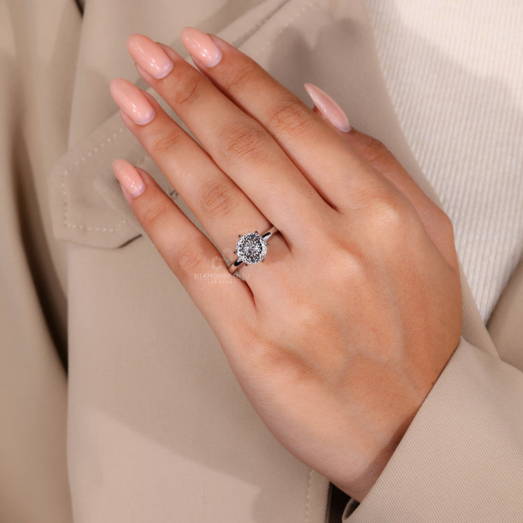 Handmade ring crafted with 6 claw prong setting.
