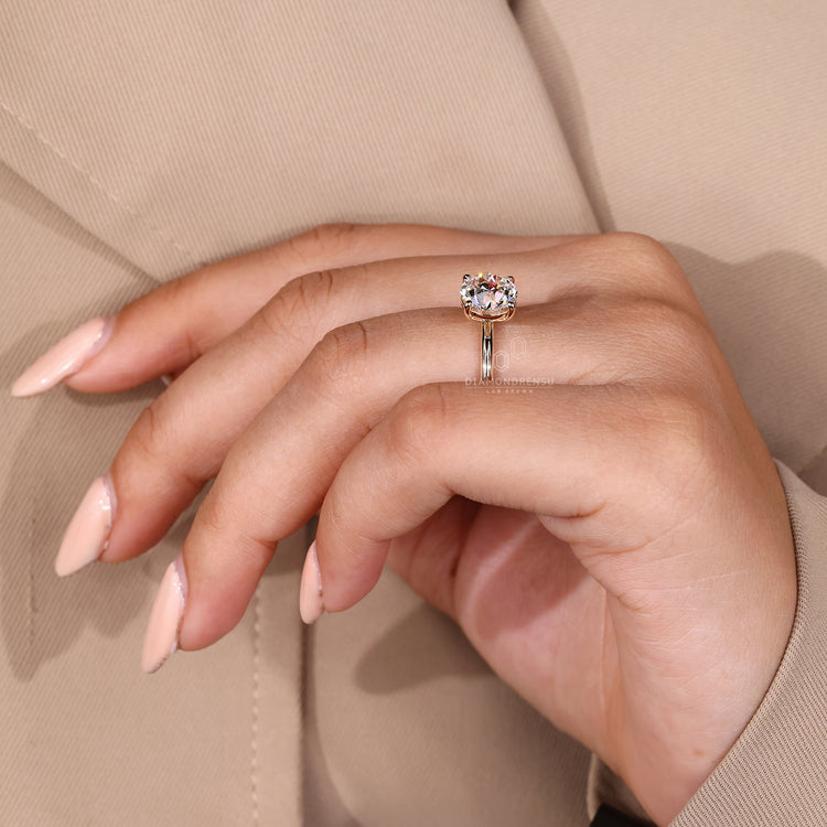 Round old European cut ring lab grown diamond style.