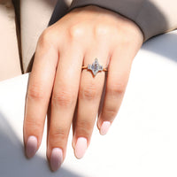 Yellow gold engagement ring with 3 Stone Engagement Ring.
