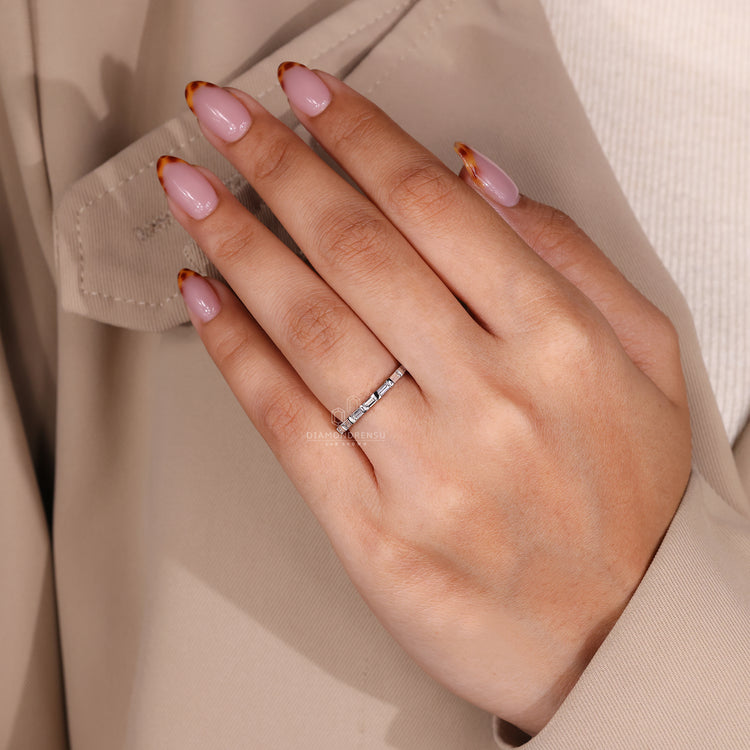 Custom baguette diamond wedding band.

