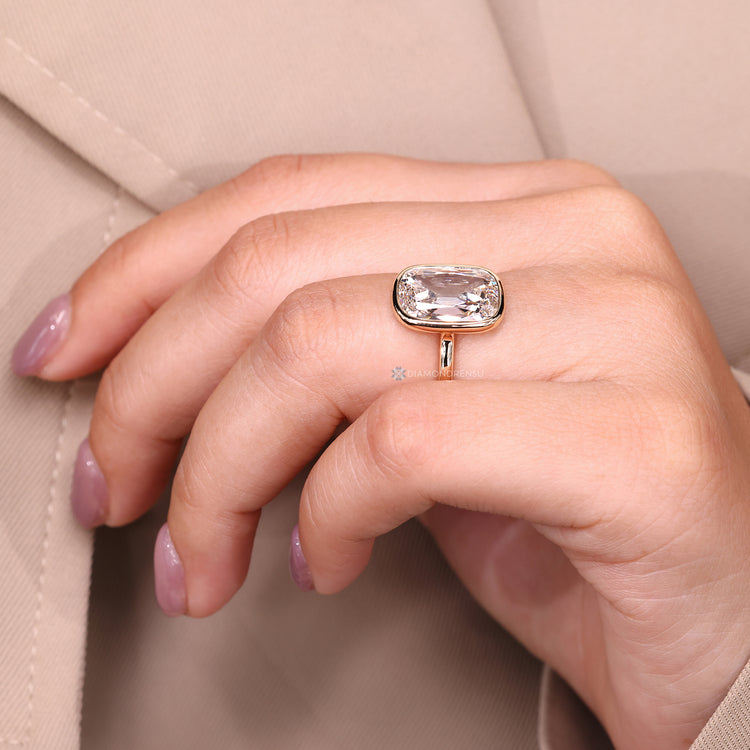 Lab grown diamond bezel ring with clean finish.