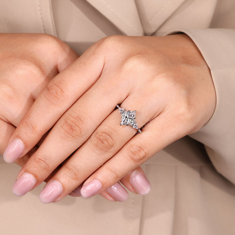 Marquise diamond ring IGI certified tapered shank.
