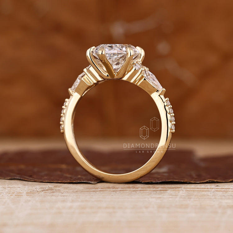 Dutch Marquise Cut Lab Grown Diamond Side Stone Style Ring  1 - 3 CT
