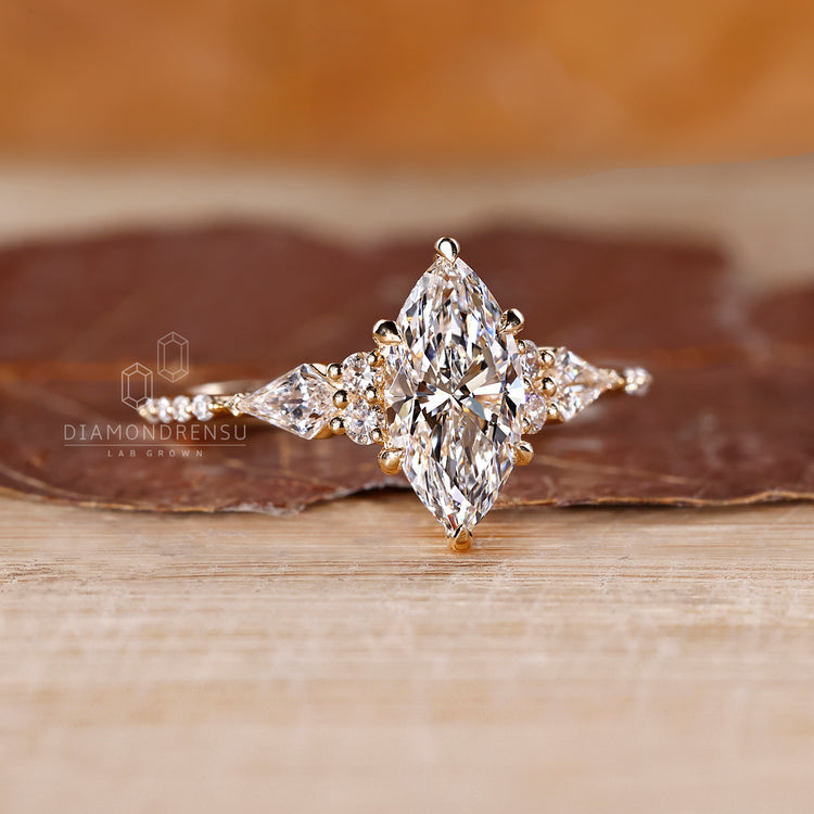 IGI certified marquise diamond engagement ring.
