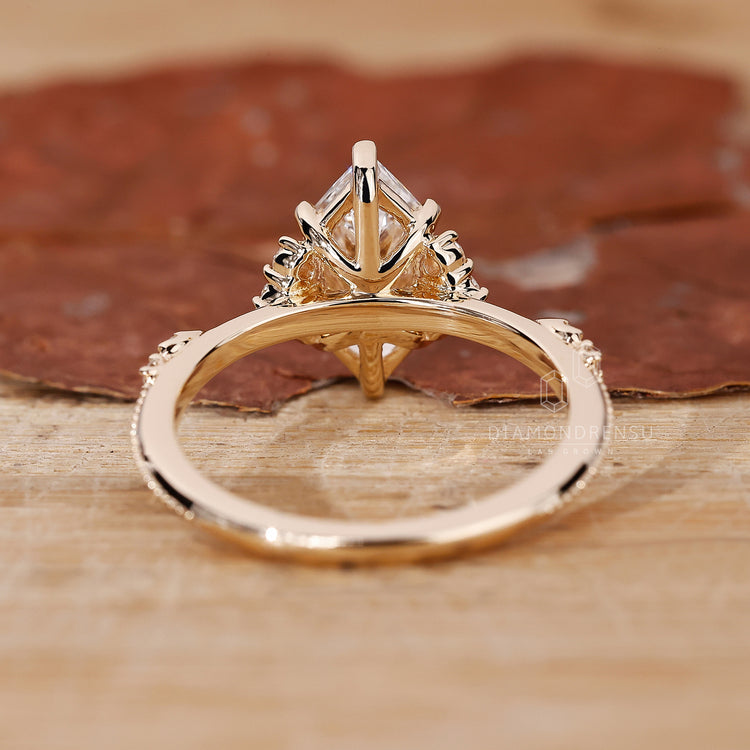 Lab grown marquise diamond ring vintage milgrain.
