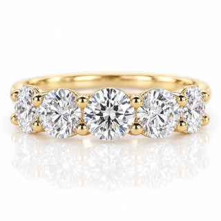 Round Brilliant Lab-Grown Diamond Five Stone Ring 4.12 TCW - 18K Yellow Gold - Size N