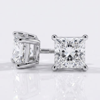 1.0 TCW Princess Cut Lab-Grown Diamond Stud Earrings - 18k White Gold