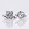 Emerald and Pear Cut Lab Grown Diamond Open Gap Ring - 10k White Gold - Size O.5