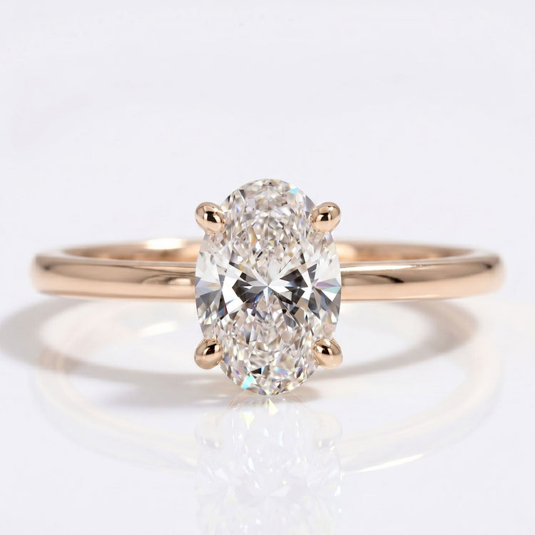 Oval Cut Lab-Grown Diamond Solitaire Ring 0.5CT - 10K Rose Gold - SIZE L.5