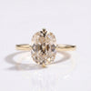 Cushion Old Mine Champagne Moissanite Compass Prong Ring 2 CT - 14k Yellow Gold - Size M